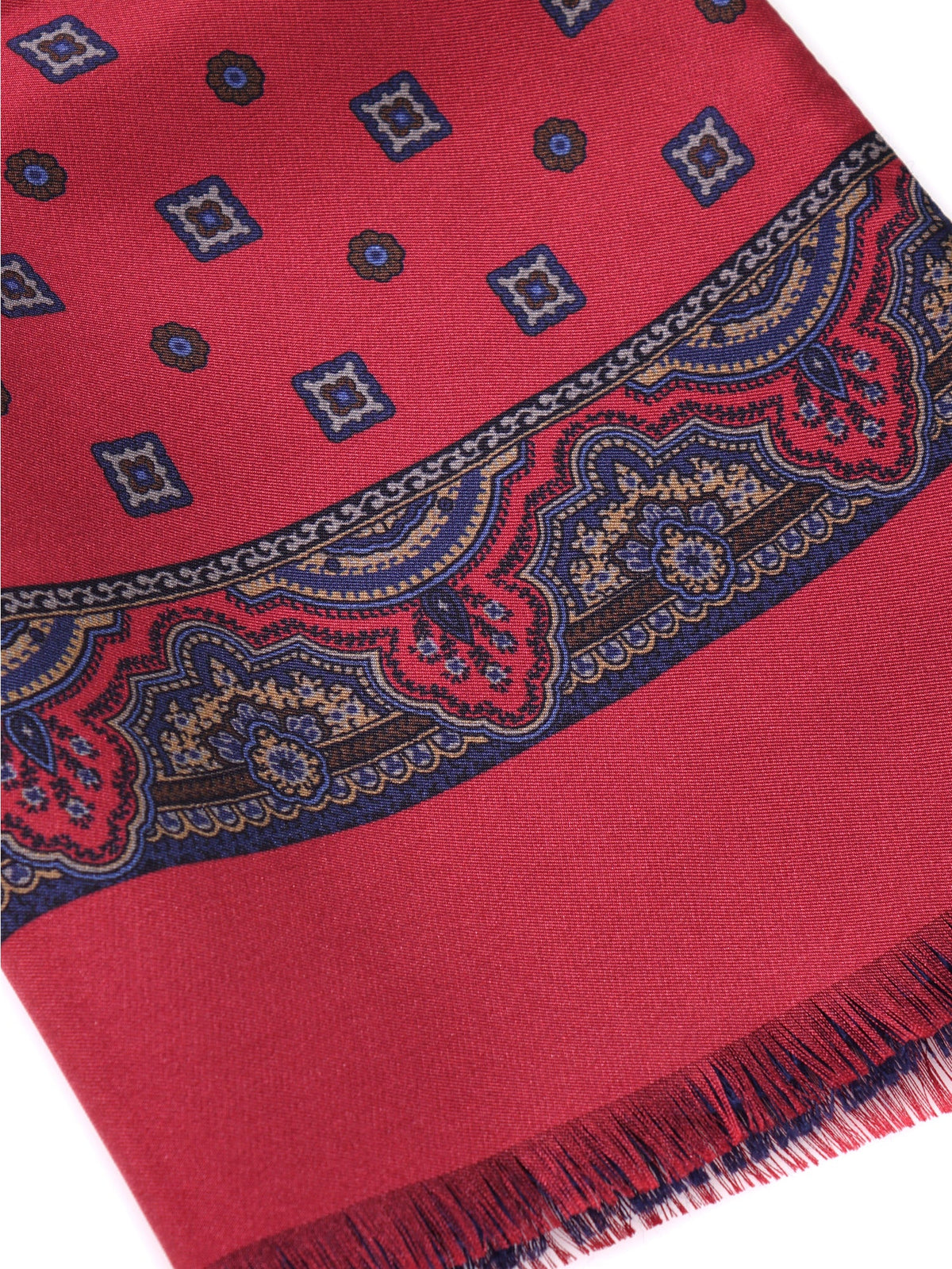 Red double-faced silk\wool scarf ROBERT