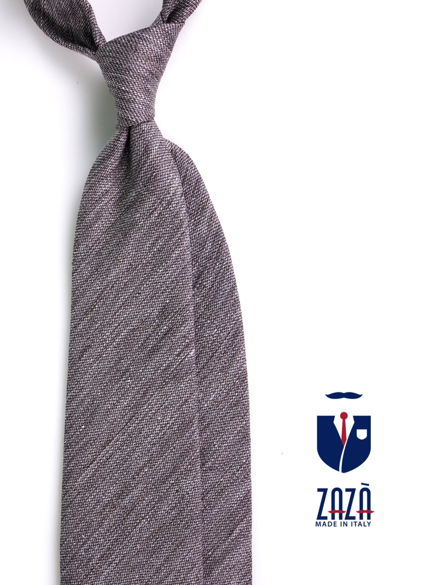 Brown Silk Linen ROCCIA 3-Fold Tie