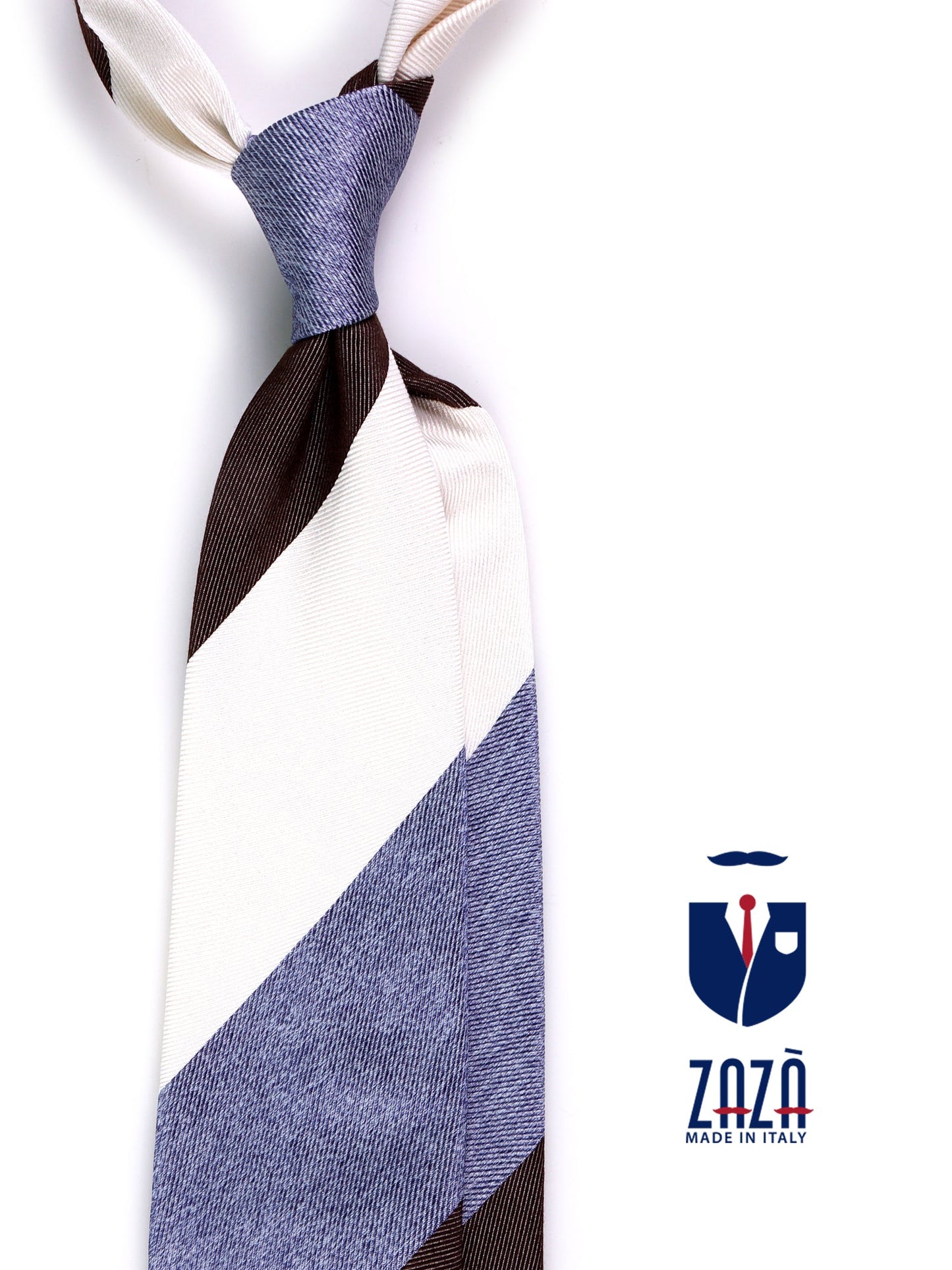 ROCKY 3 fold tie in blue jacquard silk