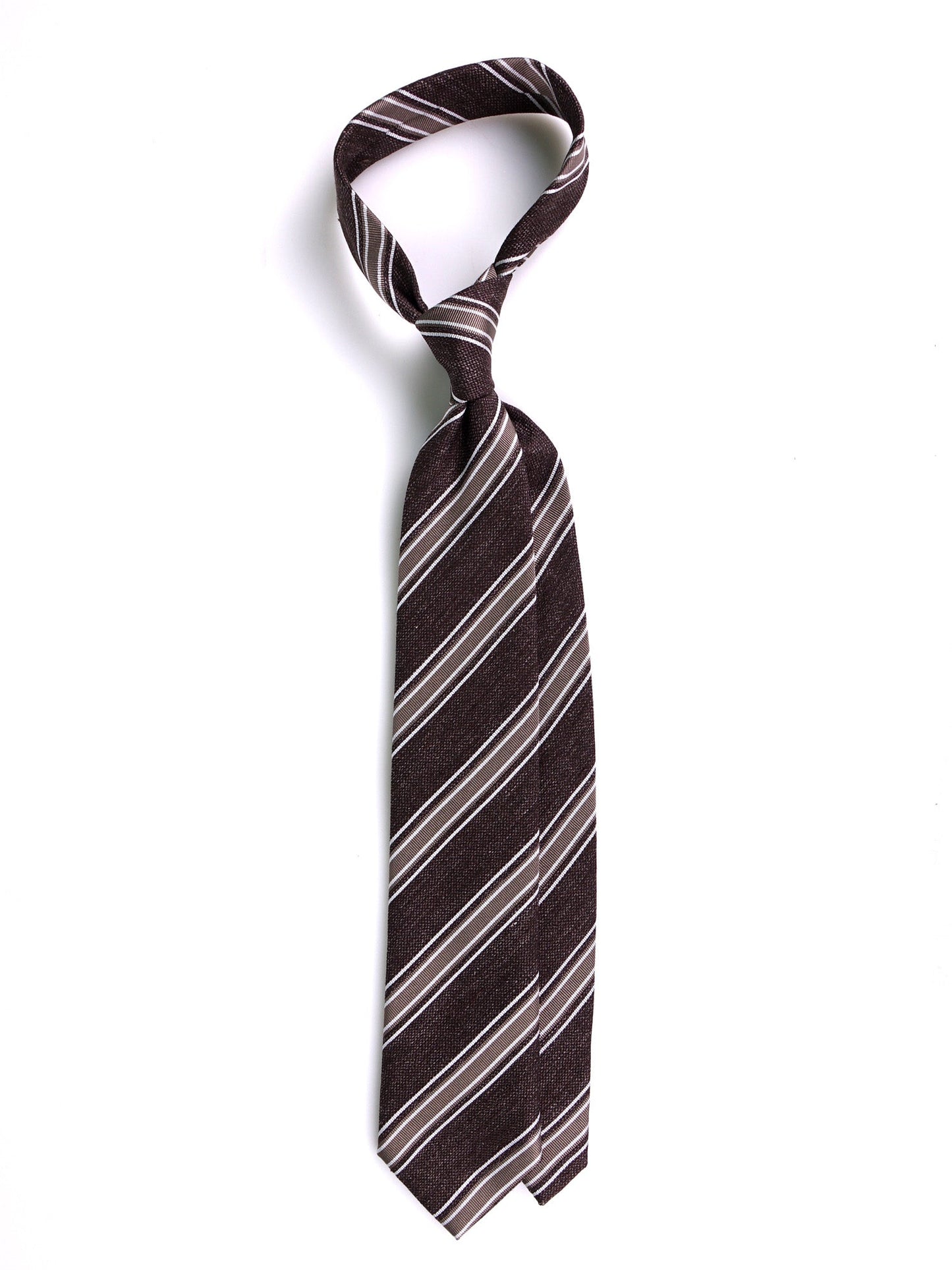 ROSARY 3-fold brown silk linen tie