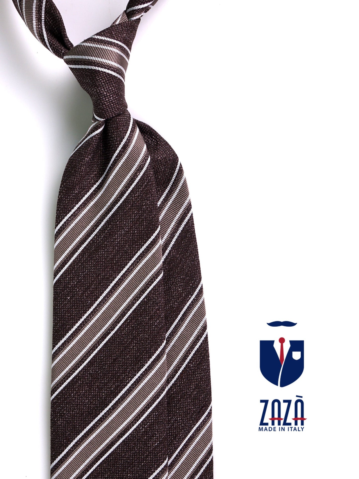 ROSARY 3-fold brown silk linen tie