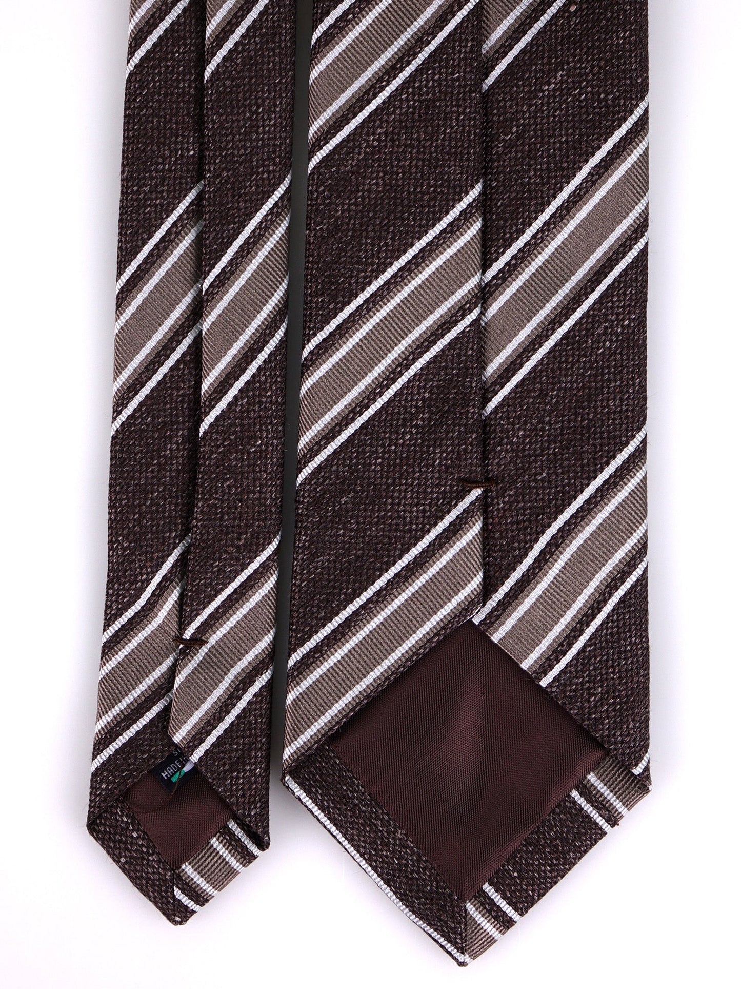ROSARY 3-fold brown silk linen tie