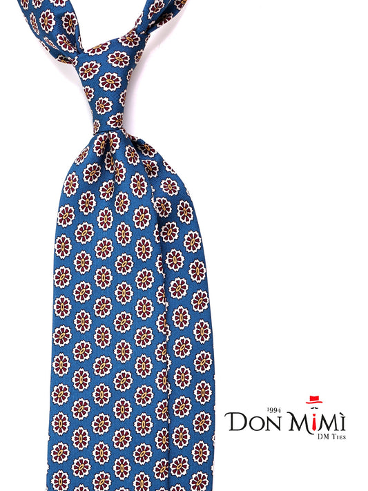 ROUGE 3-fold tie in air force blue printed silk