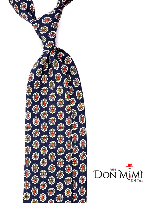 ROUGE 3-fold tie in navy printed silk