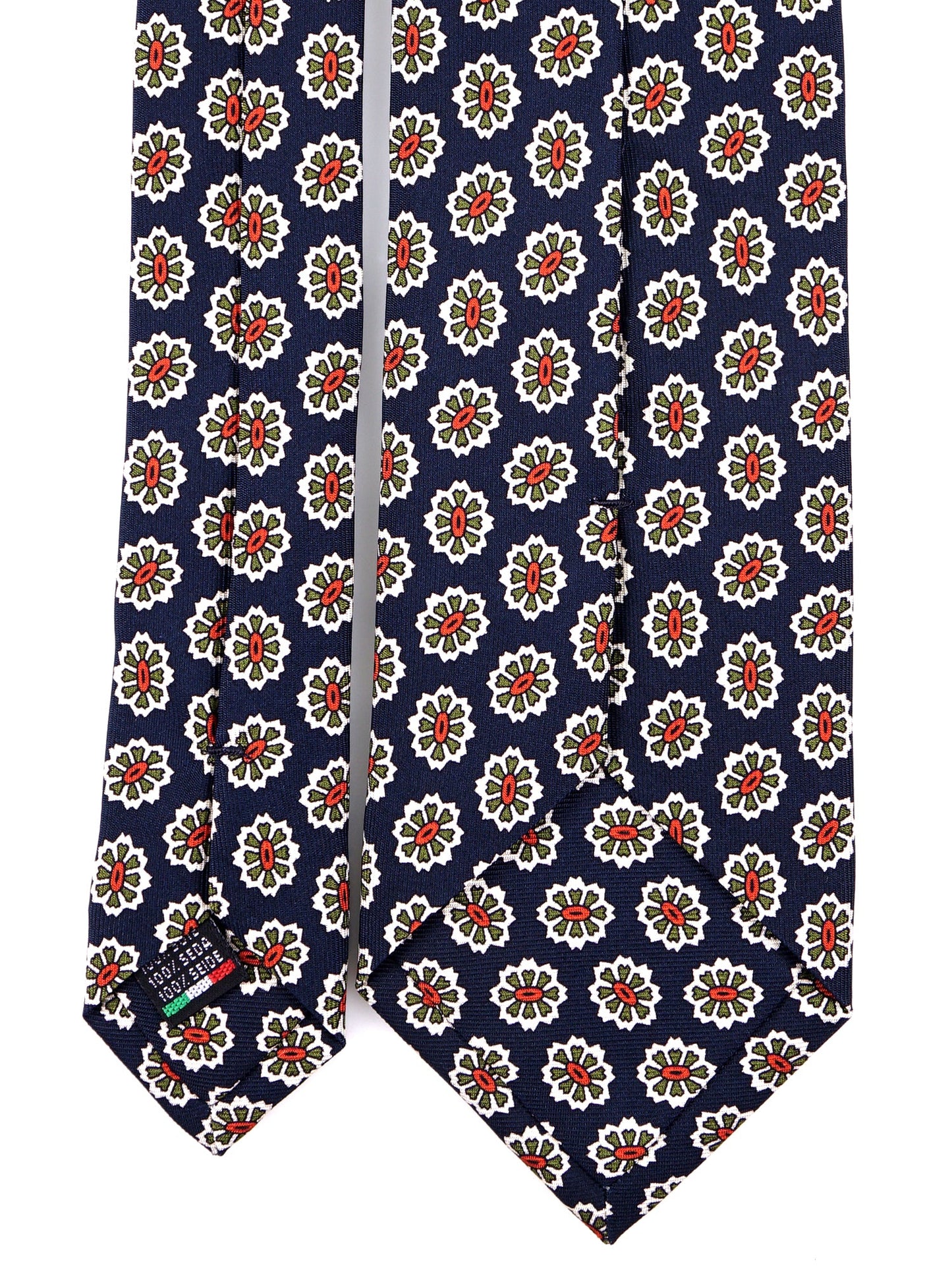 Cravatta 3 pieghe ROUGE in seta stampata navy