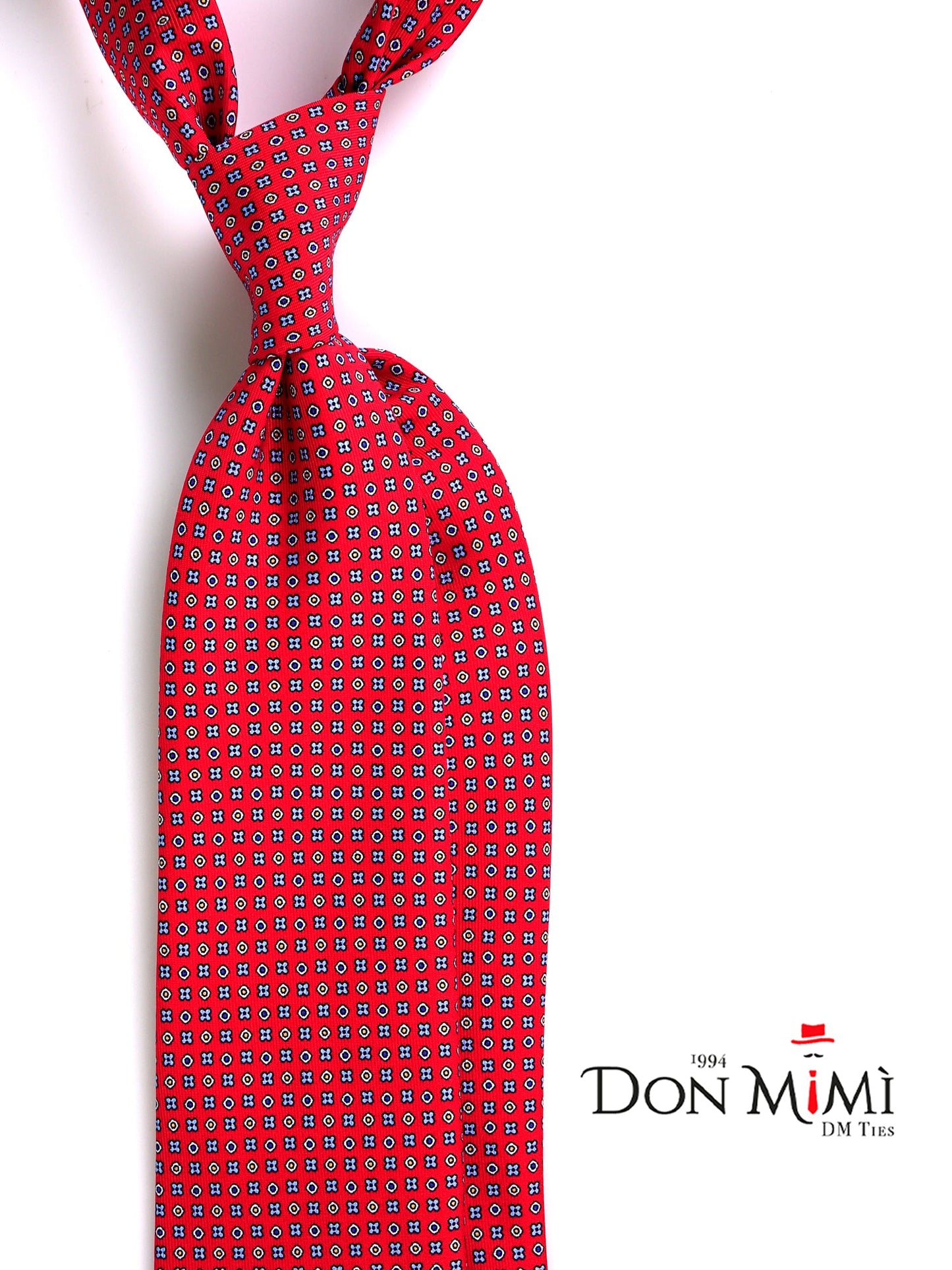 3 Fold Tie NAVì red English printed silk