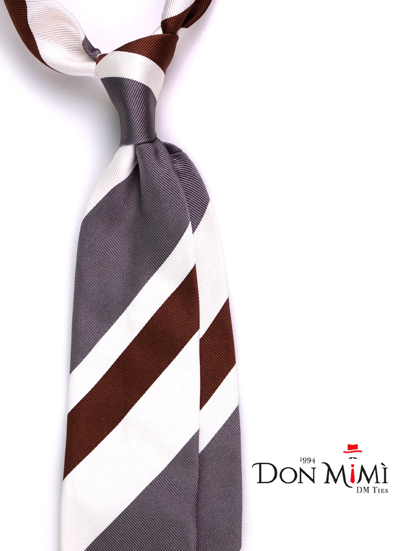 3-fold tie RUE in Beige jacquard silk