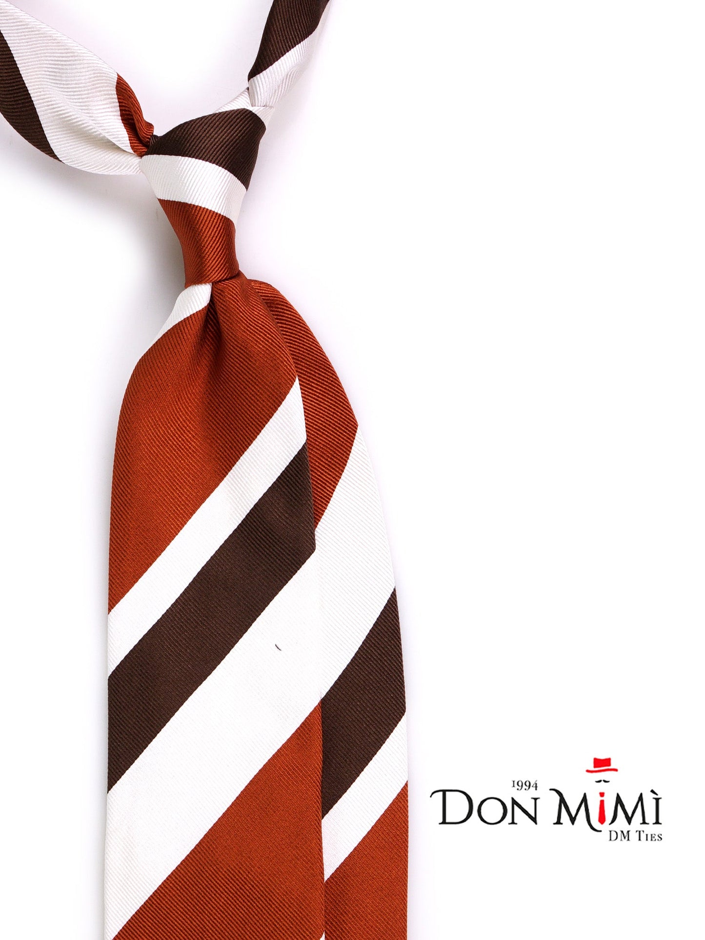 RUE 3-fold Tie in Brown Jacquard Silk