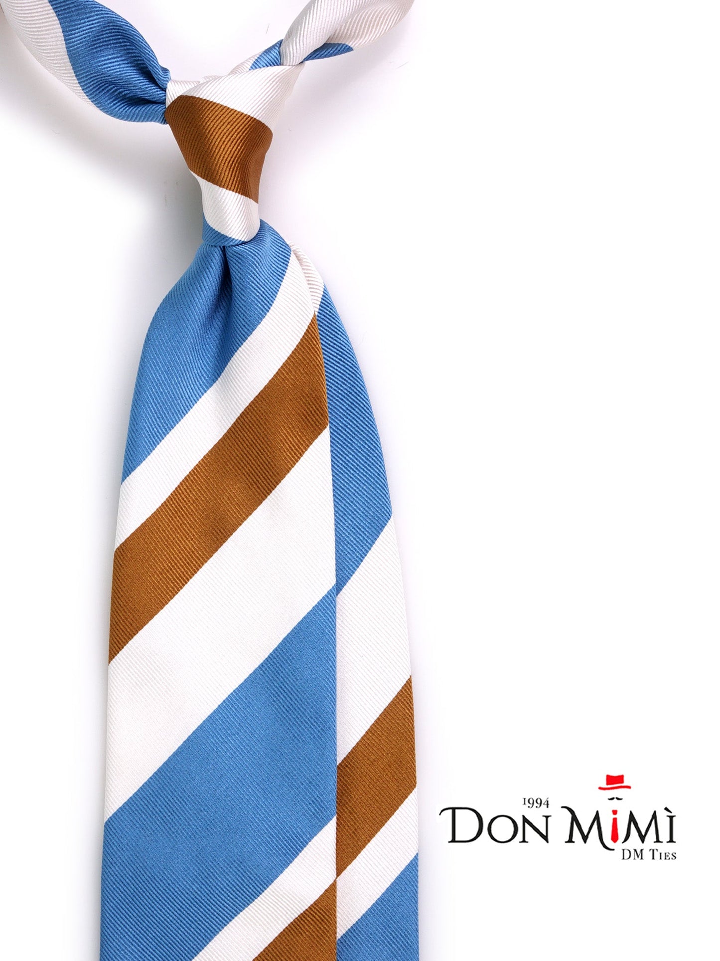 RUE 3-fold Tie in Light Blue Jacquard Silk