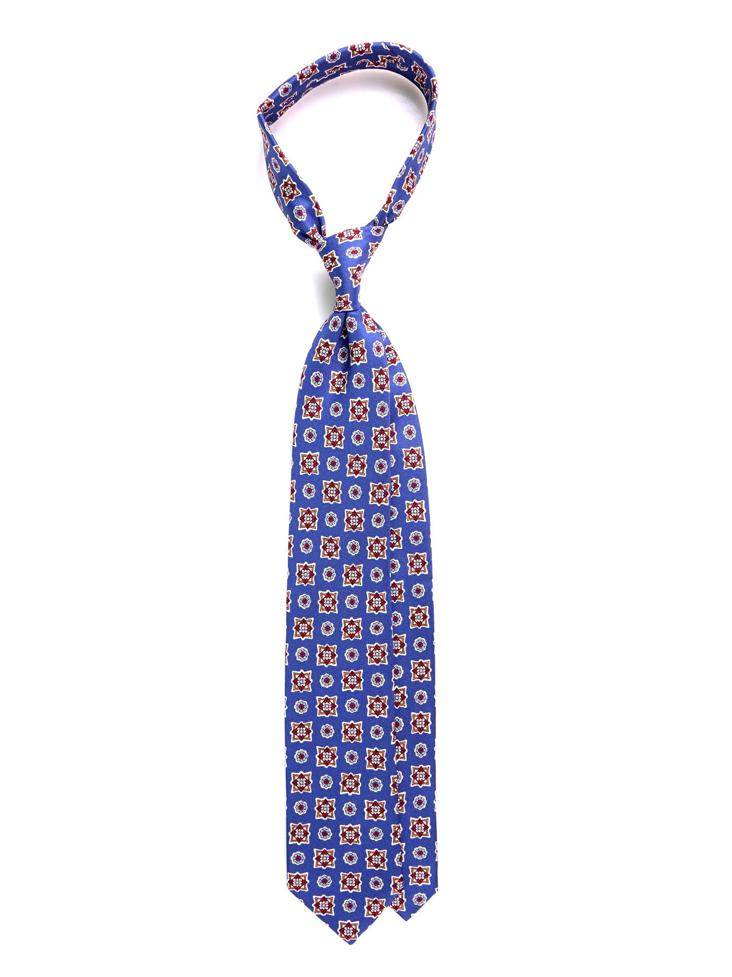Cravatta 3 pieghe SADIE in seta stampata blu