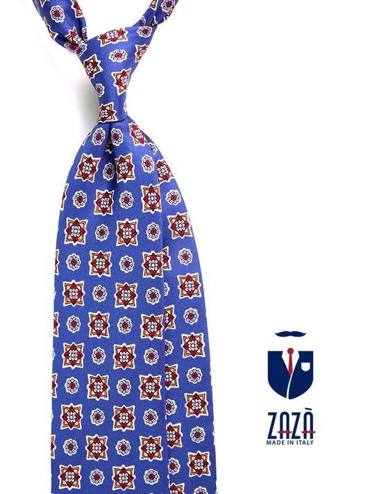SADIE 3-fold tie in blue printed silk