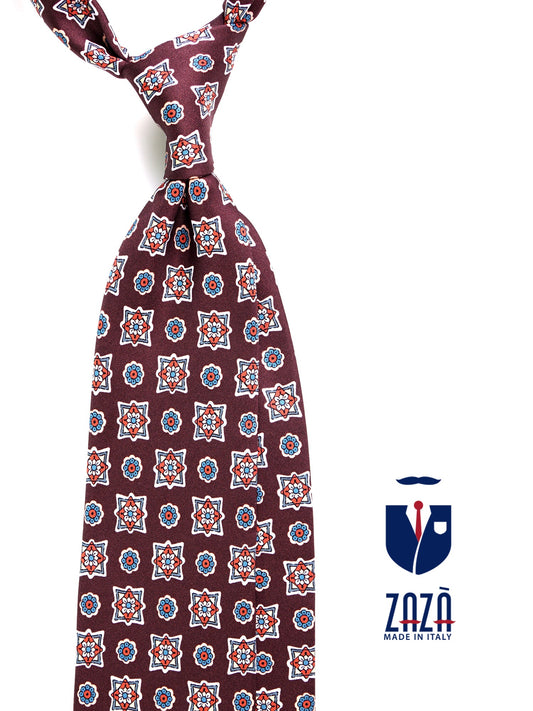 SADIE 3-fold tie in brown printed silk