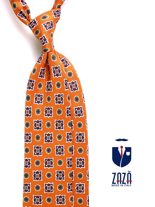 3-fold SADIE tie in orange printed silk