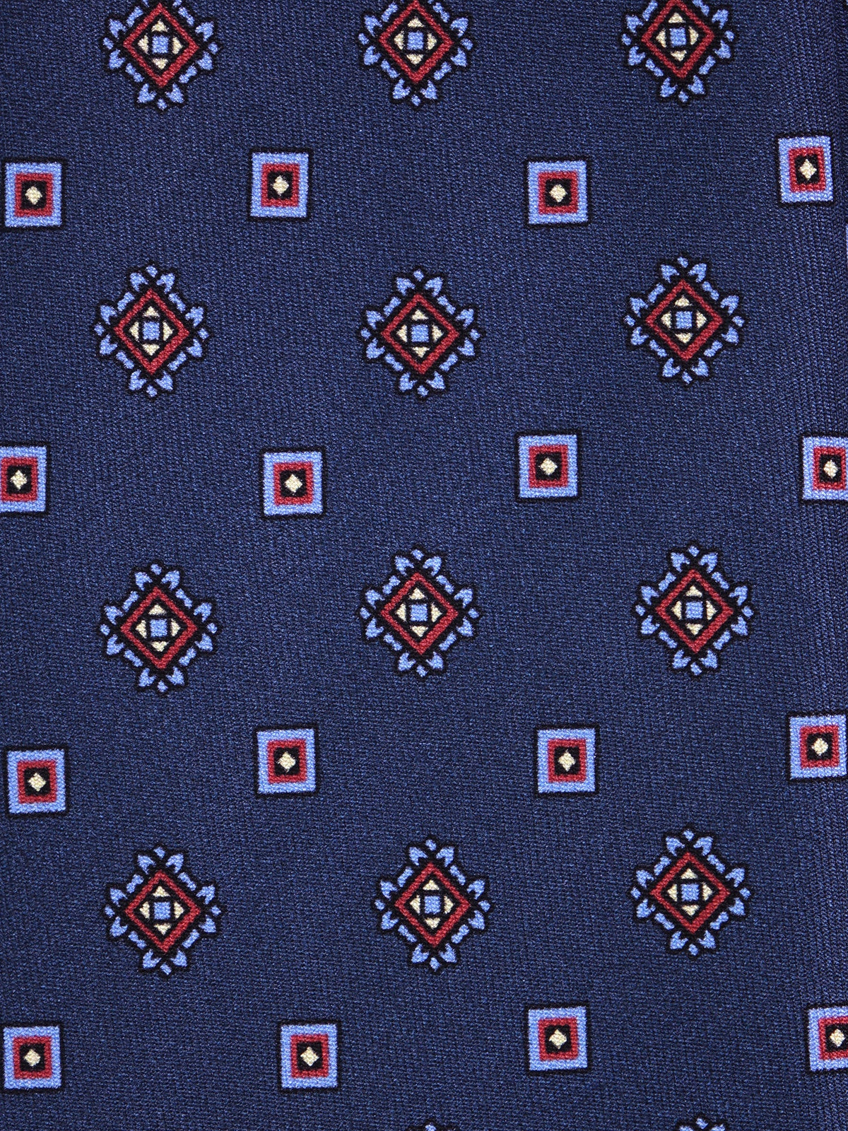 Blue printed silk 3-fold tie SALERNO