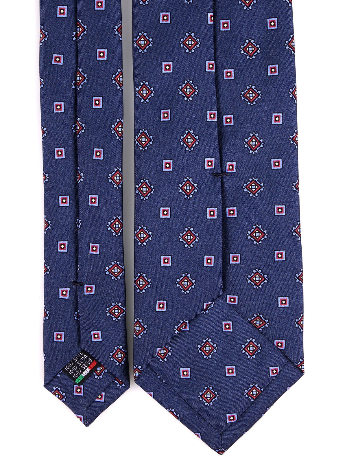 Blue printed silk 3-fold tie SALERNO