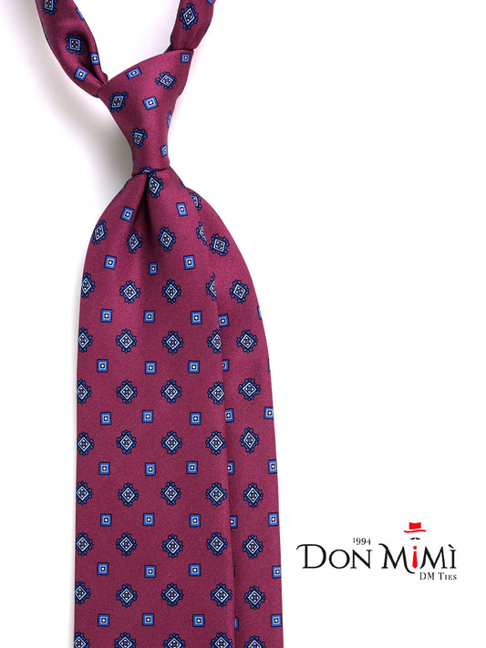 Burgundy 3-fold SALERNO tie in printed silk
