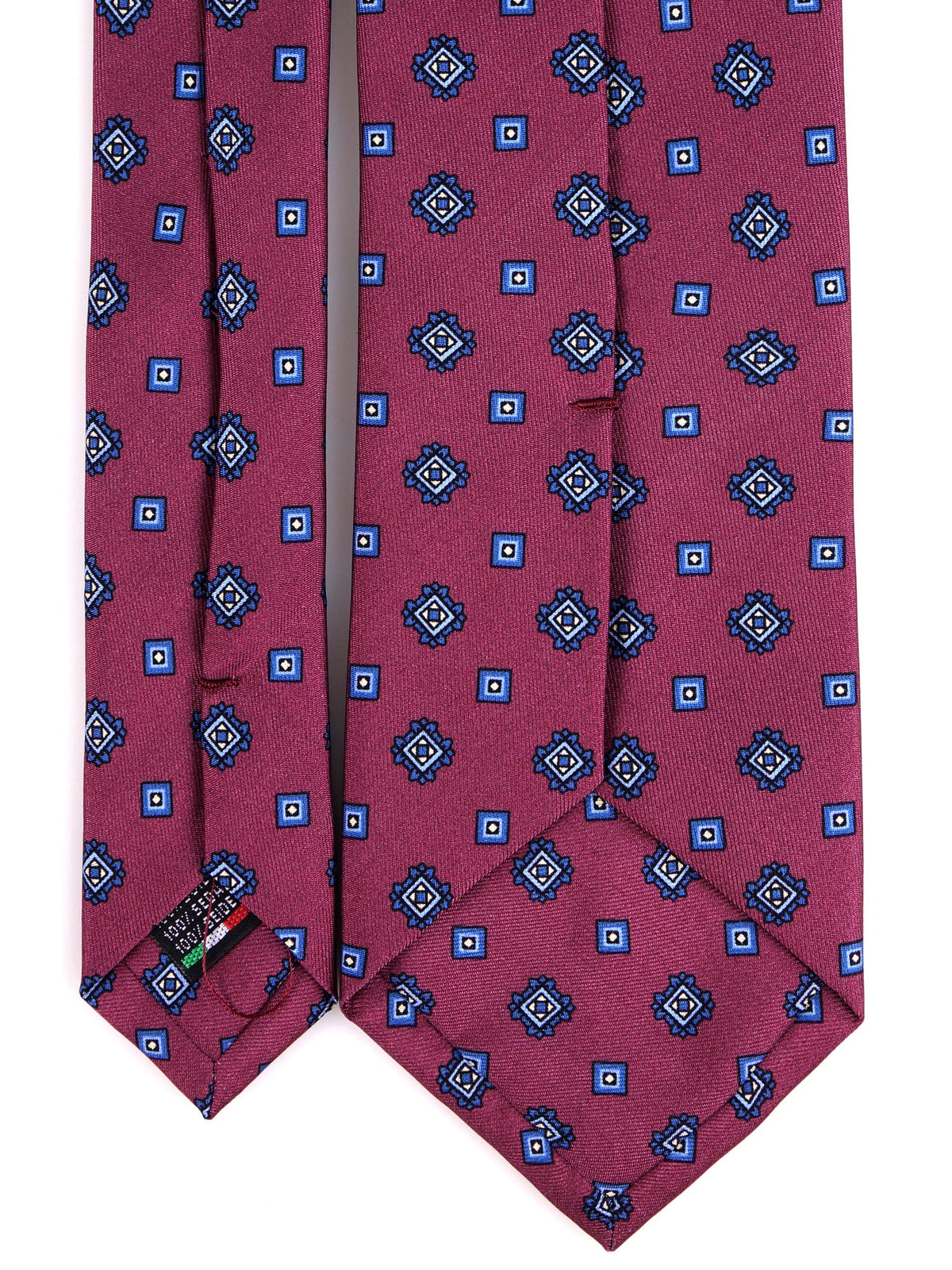 Burgundy 3-fold SALERNO tie in printed silk