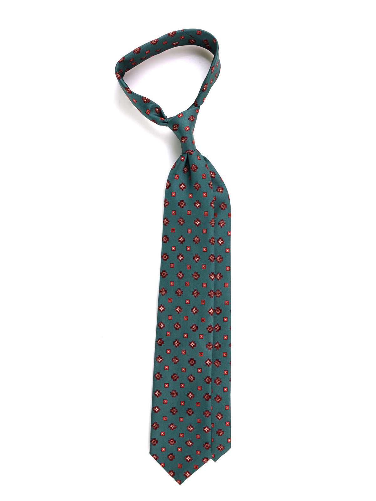 Green SALERNO printed silk 3-fold tie