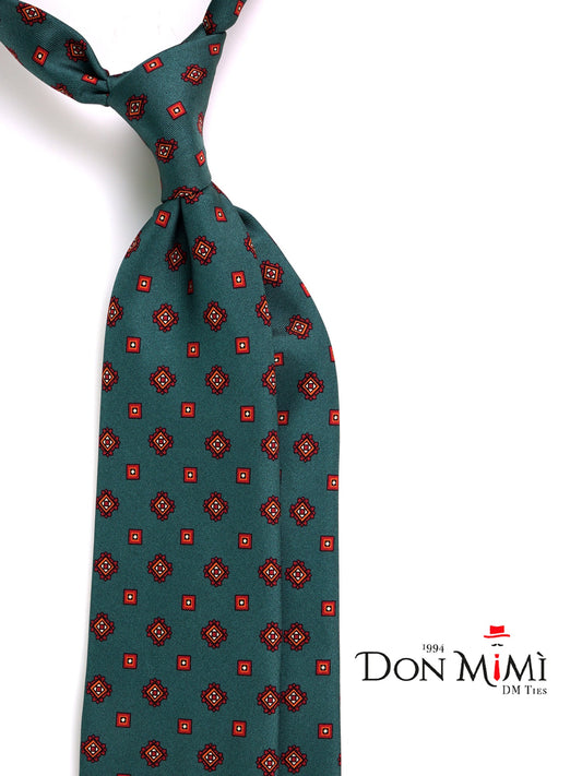 Green SALERNO printed silk 3-fold tie
