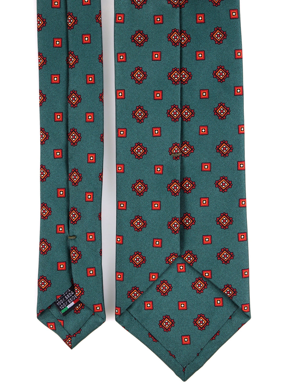 Green SALERNO printed silk 3-fold tie
