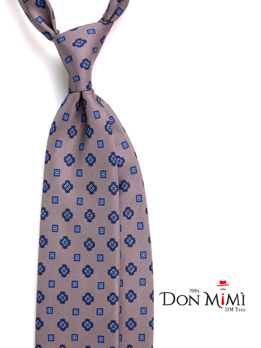 SALERNO grey printed silk 3-fold tie