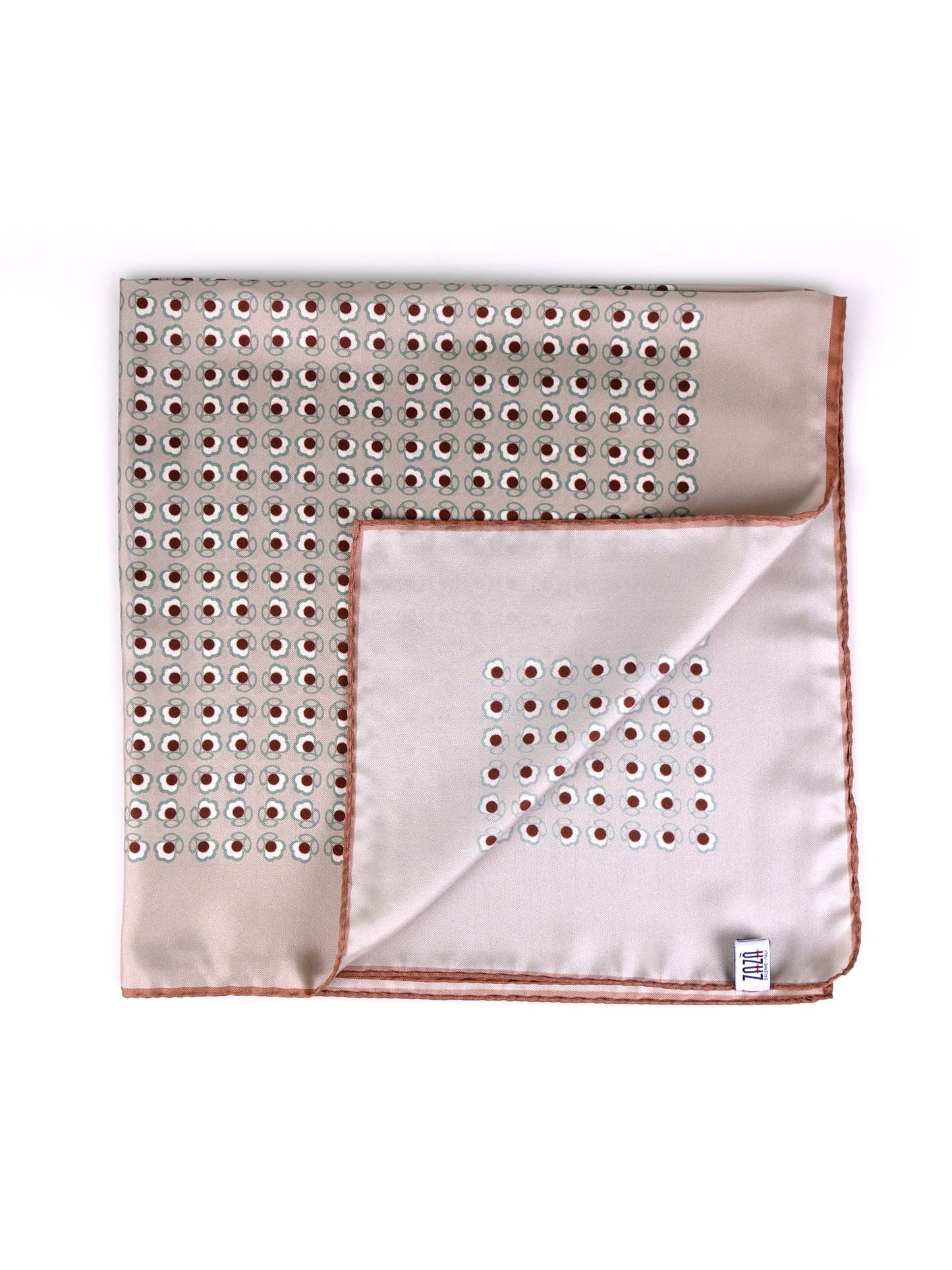 SAME beige printed silk foulard