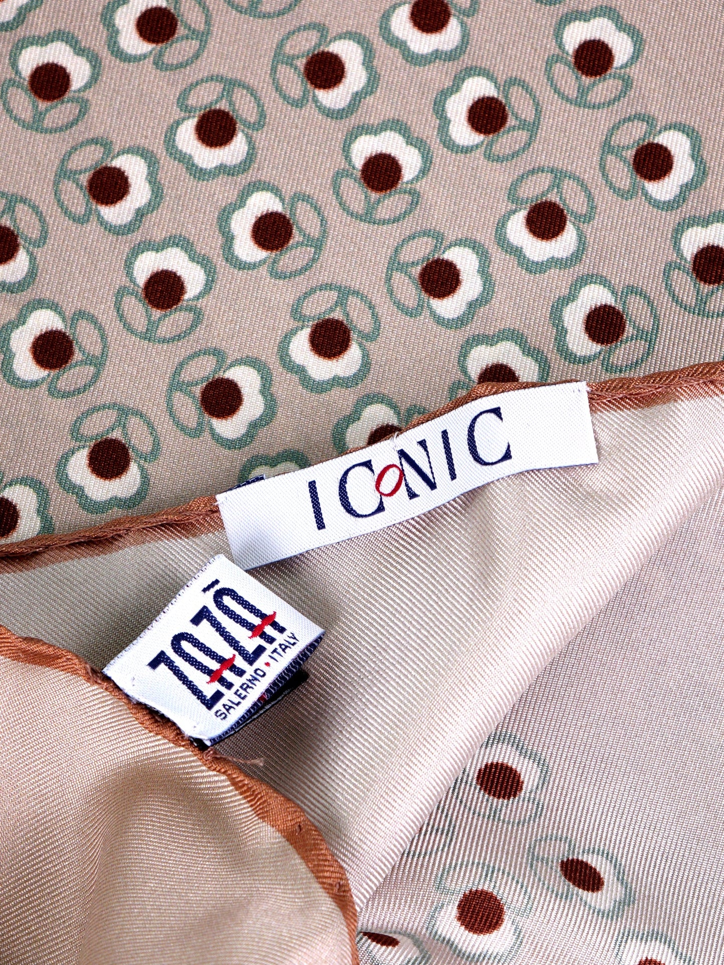 SAME beige printed silk foulard