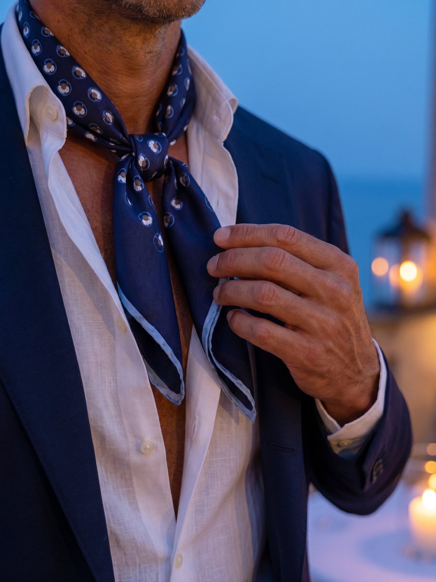 SAME blue printed silk foulard