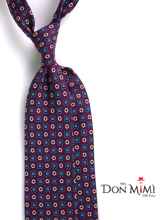 3-Fold Tie burgundy SANGRIA English printed silk