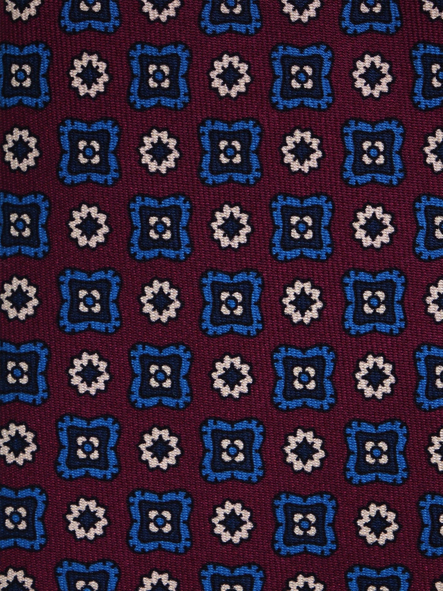 3-Fold Tie burgundy SANGRIA English printed silk