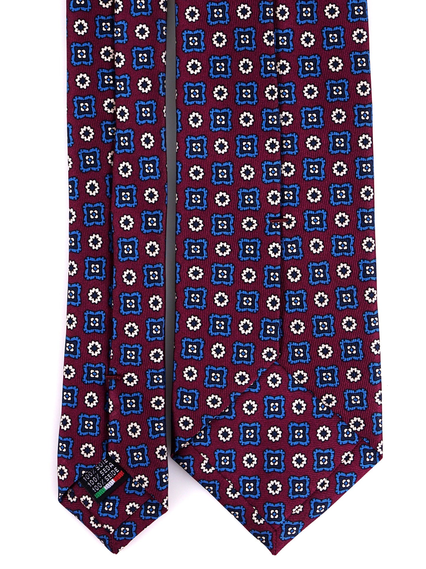 3-Fold Tie burgundy SANGRIA English printed silk