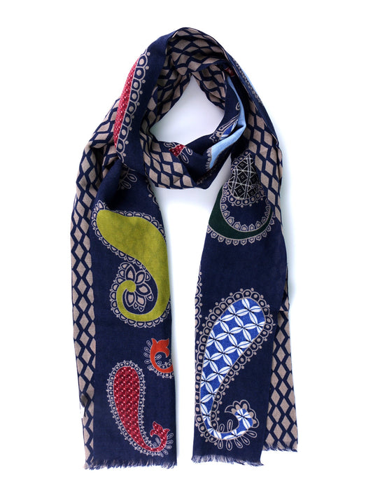 LUSILA Blue pure wool scarf