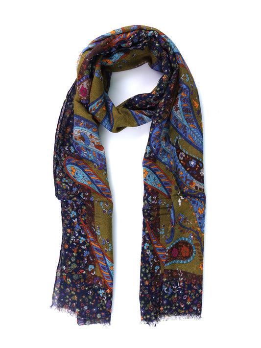 FLOREN Green pure wool scarf