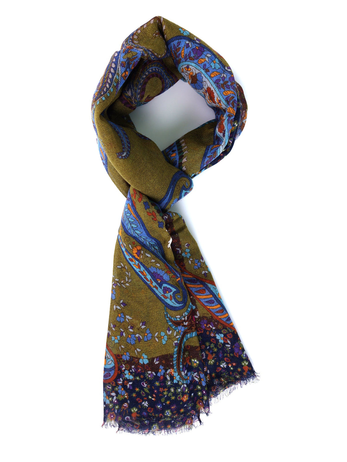 FLOREN Green pure wool scarf