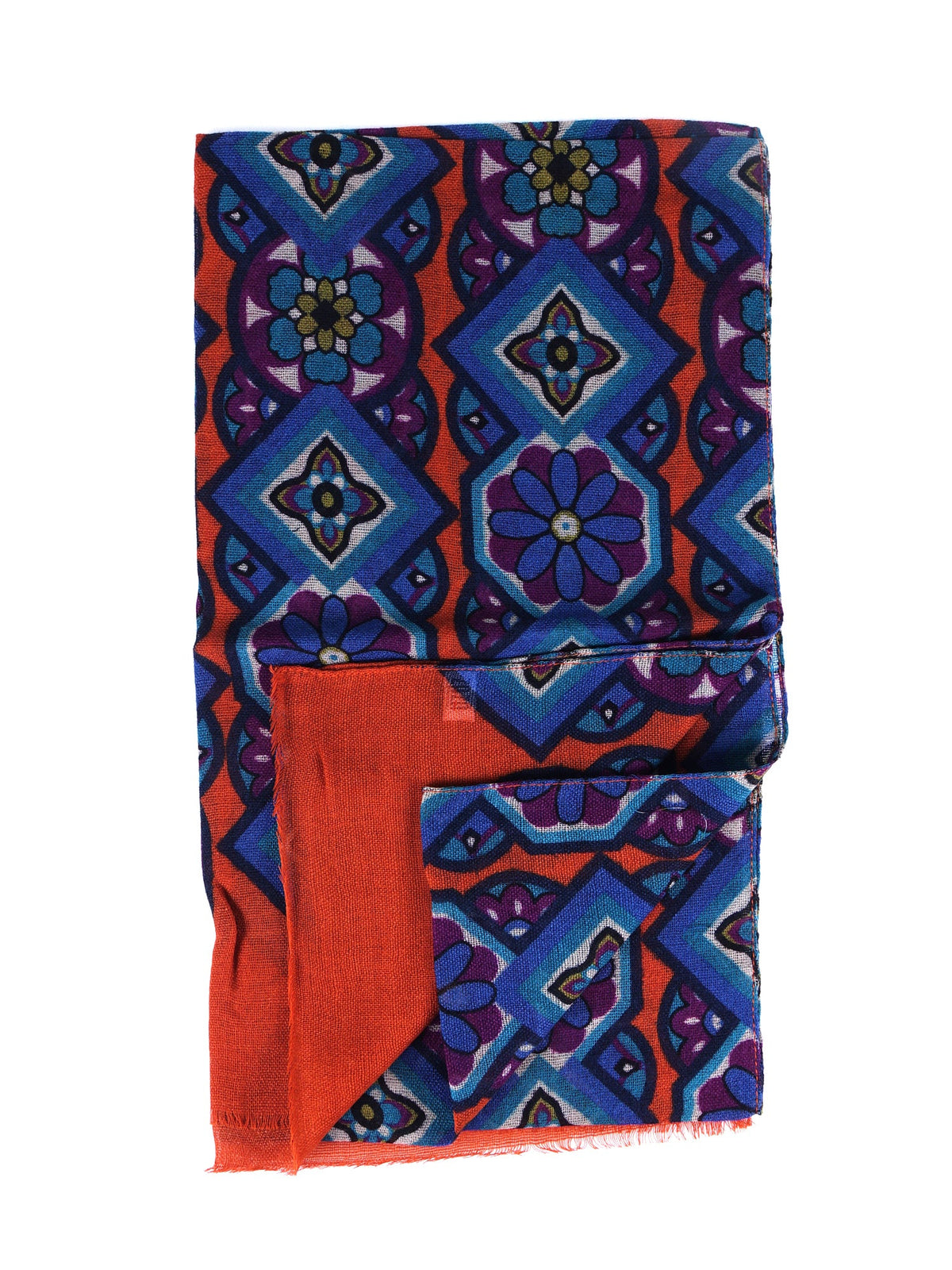 Orange SPRING Scarf in pure printed wool