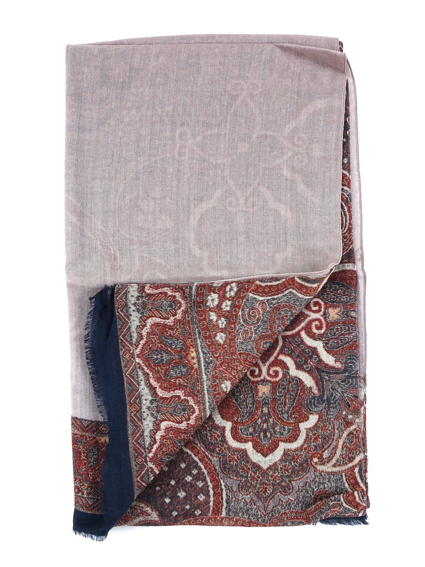 Beige Scarf in Pure Printed Wool BRENDA