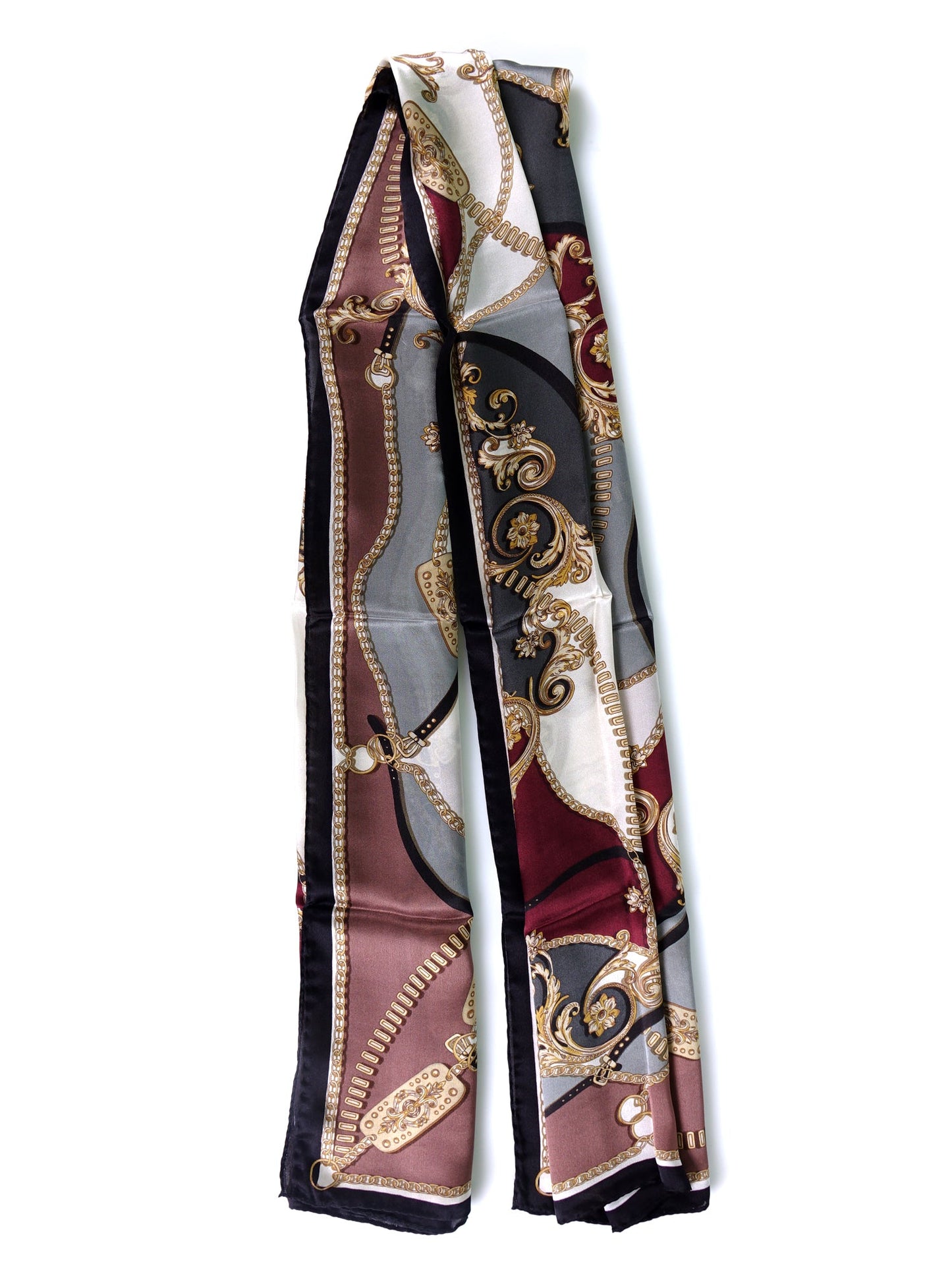 Beige/Gray Printed Pure Silk Stole Scarf BERENIKE