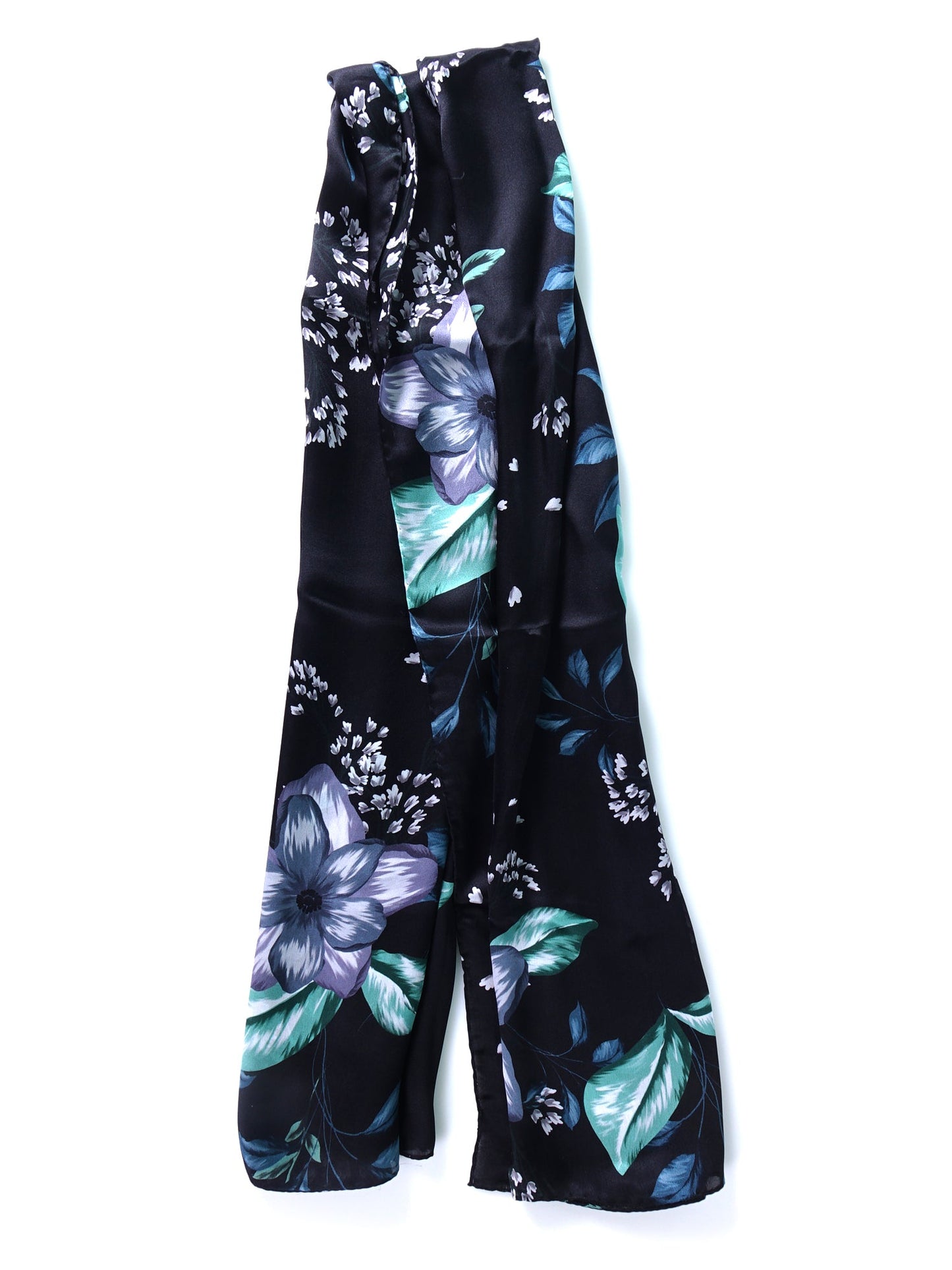 Black silk satin scarf stole printed BARBERA
