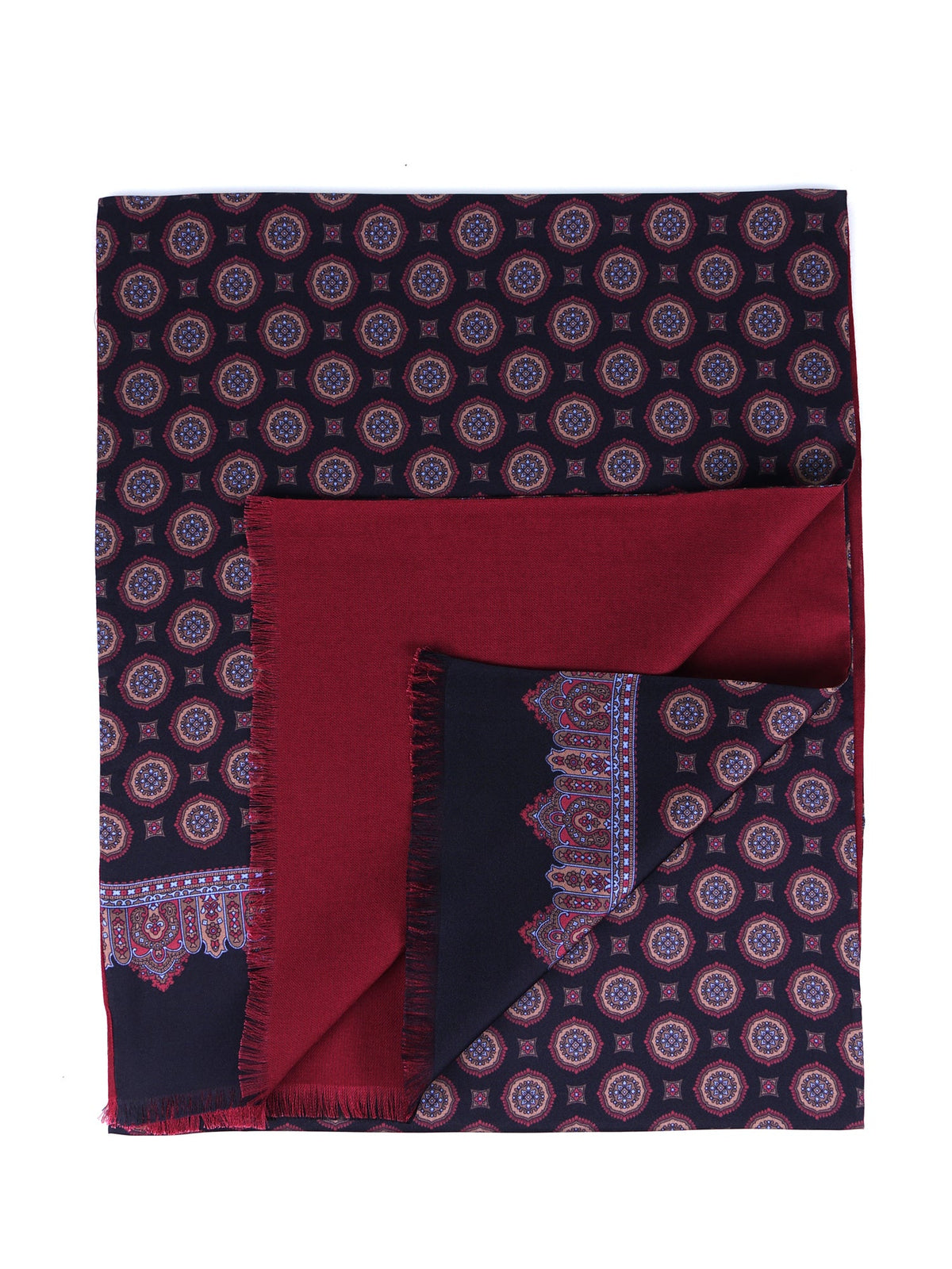 Double-sided printed silk/wool scarf PANDOR black