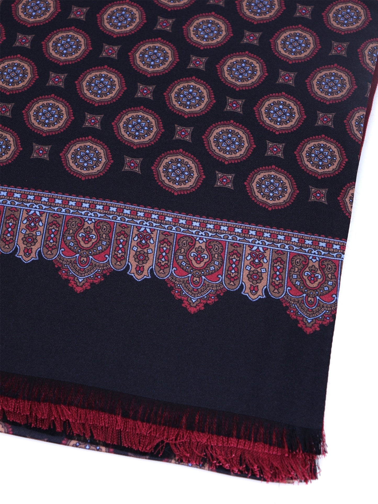 Double-sided printed silk/wool scarf PANDOR black