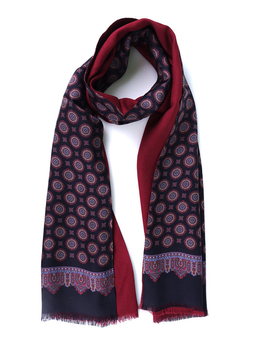 Double-sided printed silk/wool scarf PANDOR black