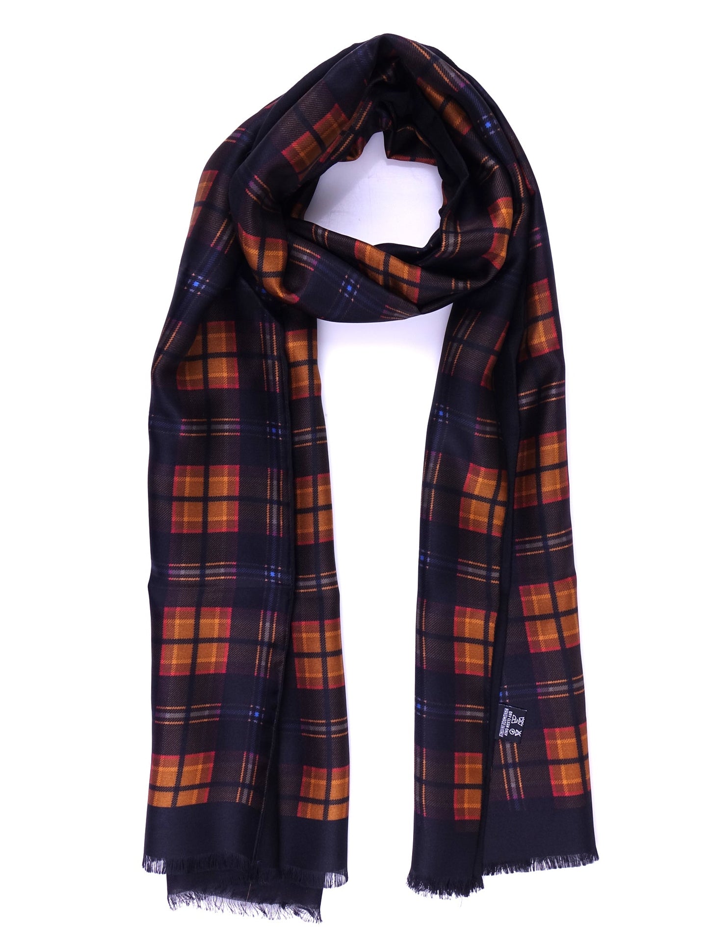 Black background scarf doubled with black wool in Silk/Wool VORTE2