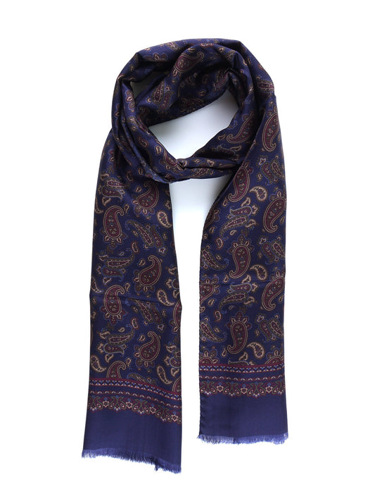 Blue Silk Printed Scarf GIORGY