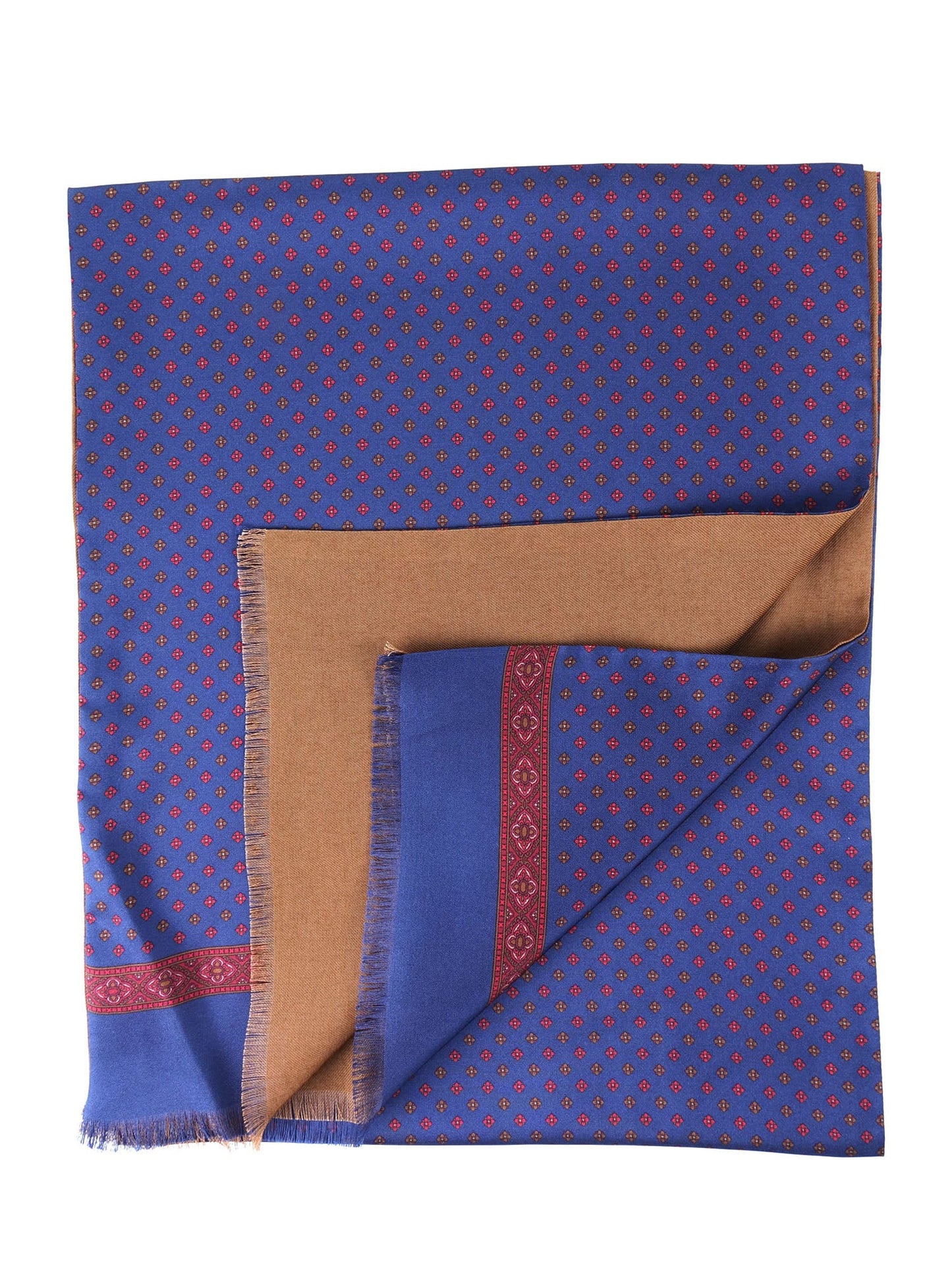 Double-sided Blue Silk/Wool Scarf SPARTA