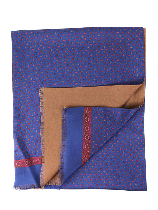 Double-sided Blue Silk/Wool Scarf SPARTA