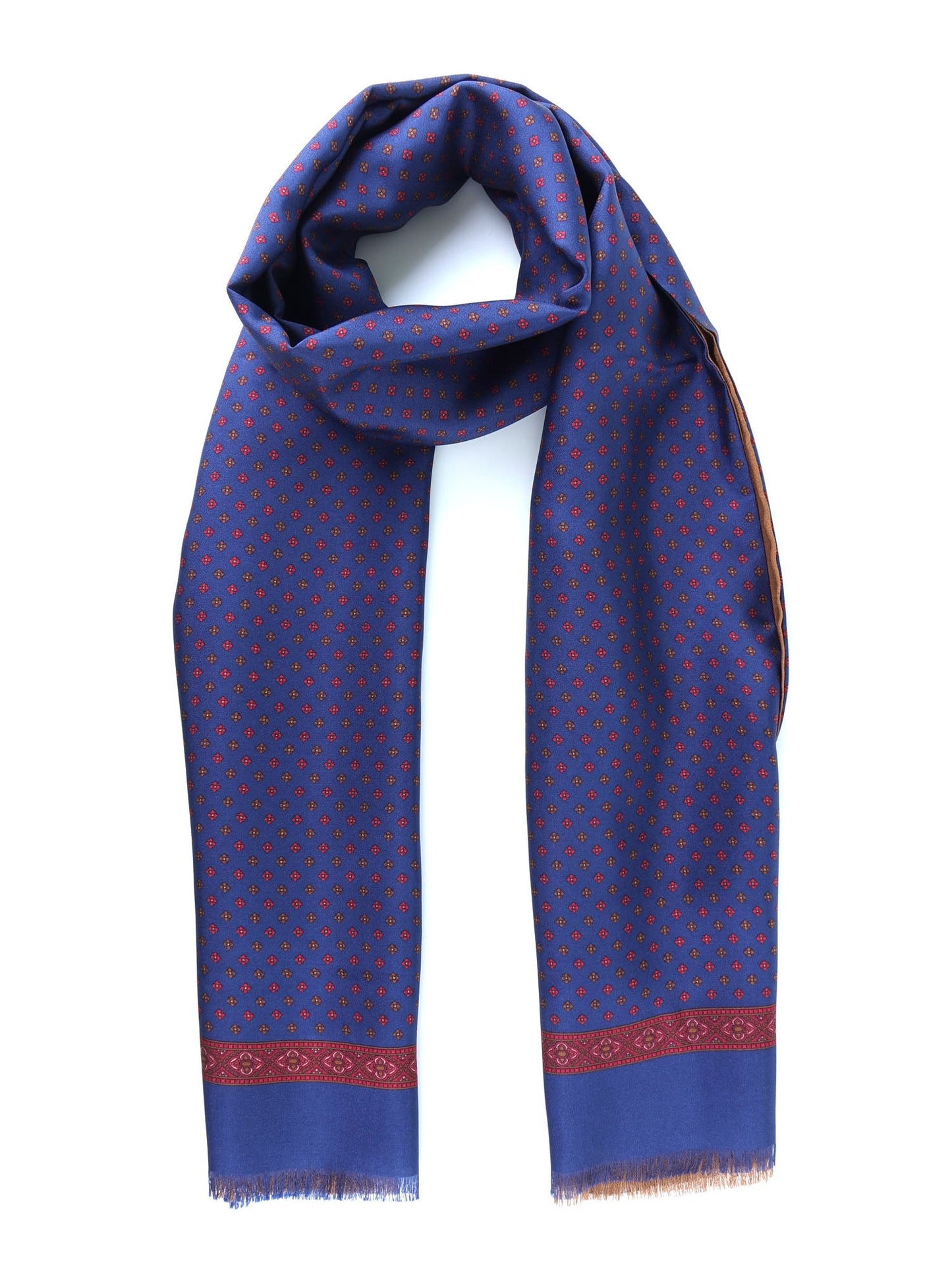 Double-sided Blue Silk/Wool Scarf SPARTA