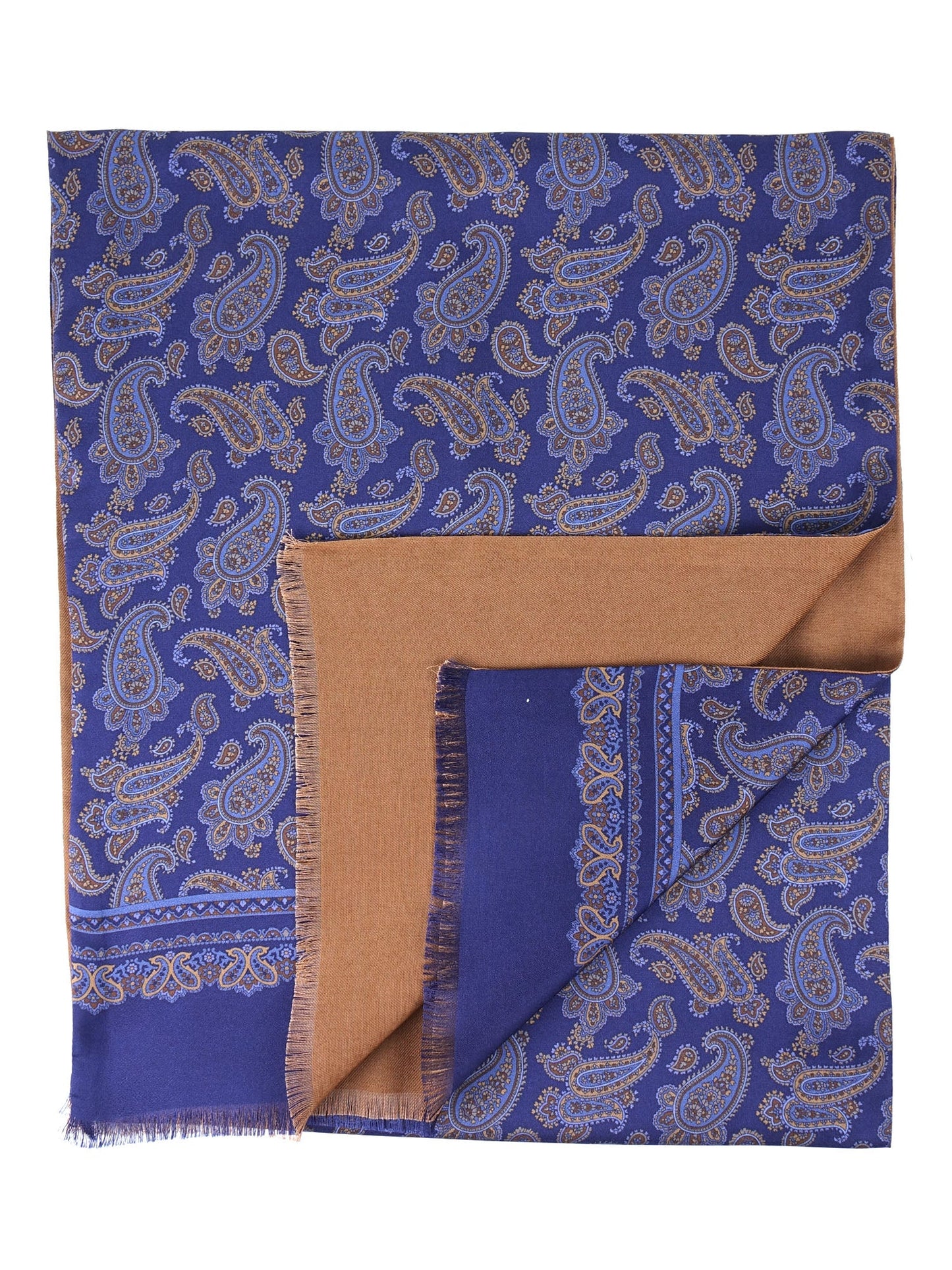 Blue Double Layer Silk/Wool Scarf ZANTE