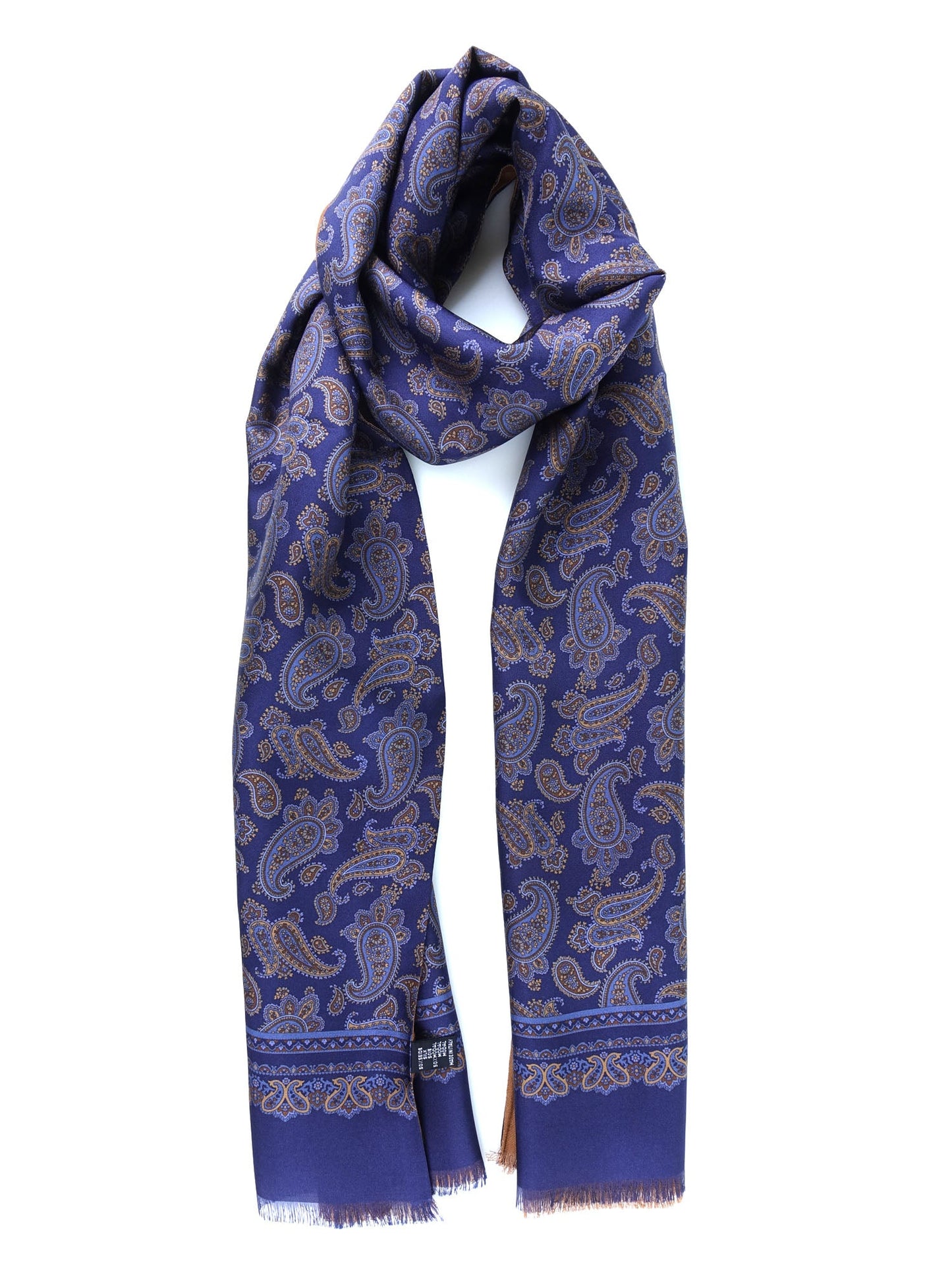 Blue Double Layer Silk/Wool Scarf ZANTE