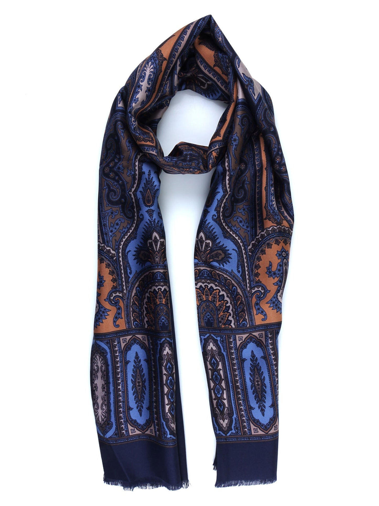 AUBREY Blue Doubled Silk/Wool Scarf