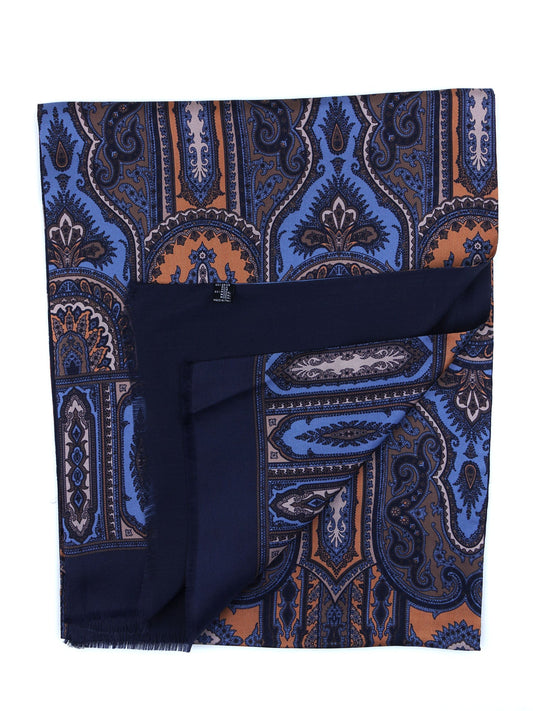 AUBREY Blue Doubled Silk/Wool Scarf